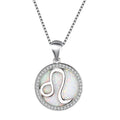 Leo Zodiac Crystal Sterling Silber Anhänger Halskette Mit Weißen Blauen Oder Perligen Farben
