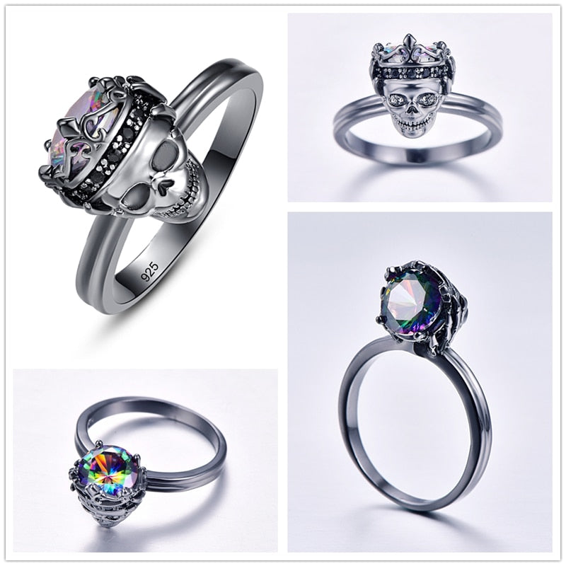 Schädel Kubische Zirkonia 925 Sterlingsilber  Verlobungsringe