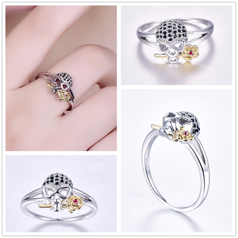 Schädel Kubische Zirkonia 925 Sterlingsilber  Verlobungsringe