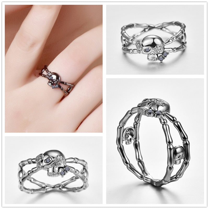 Schädel Kubische Zirkonia 925 Sterlingsilber  Verlobungsringe