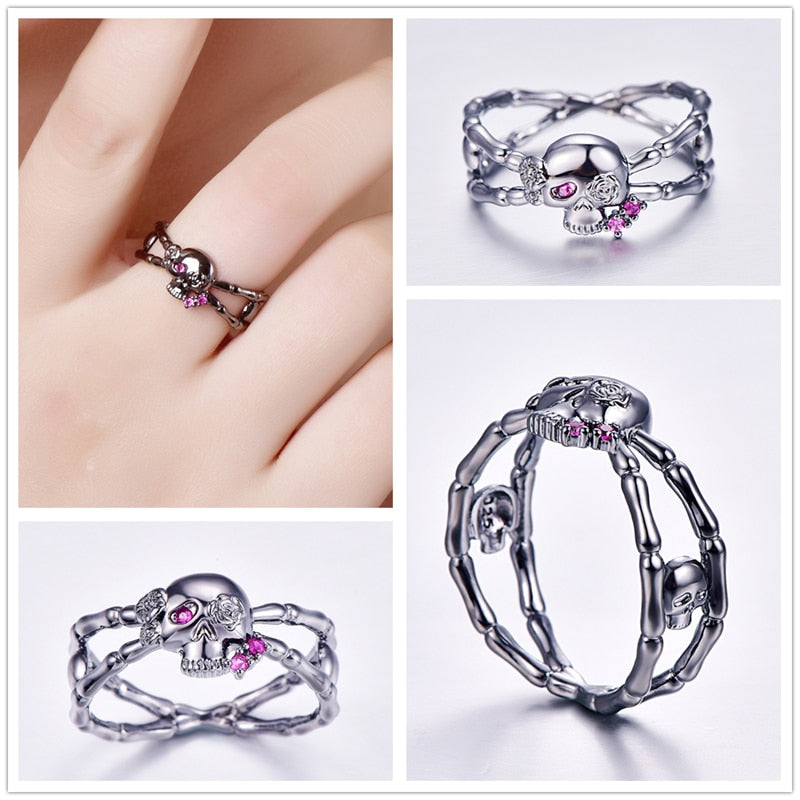 Schädel Kubische Zirkonia 925 Sterlingsilber  Verlobungsringe