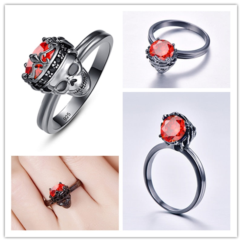 Schädel Kubische Zirkonia 925 Sterlingsilber  Verlobungsringe