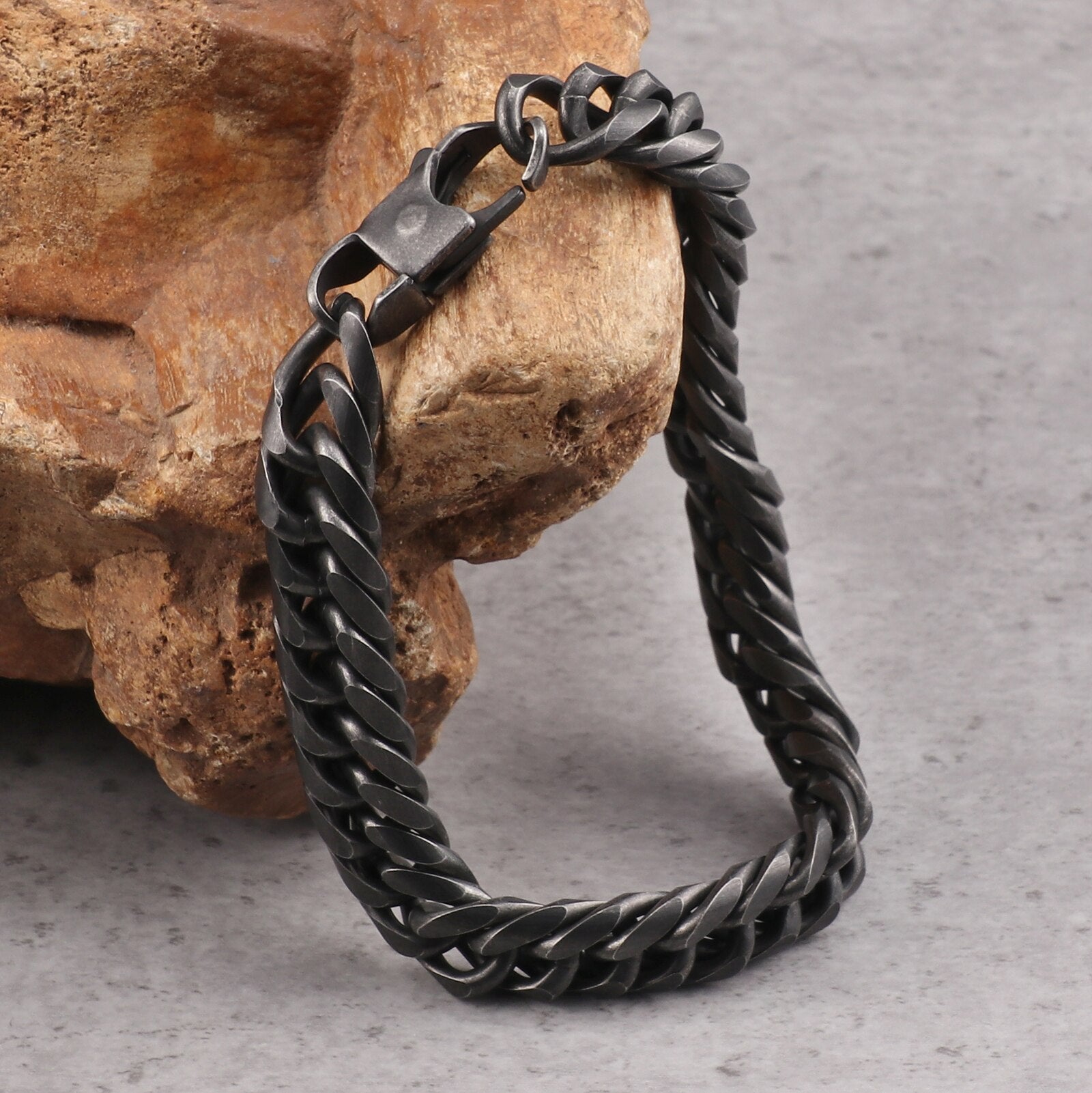 Männer Aus Rostfreiem Stahl Retro Schwarzes Armband
