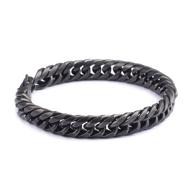 Männer Aus Rostfreiem Stahl Retro Schwarzes Armband