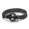 Edelstahl  Vintage Schwarzes Schädelgürtelarmband