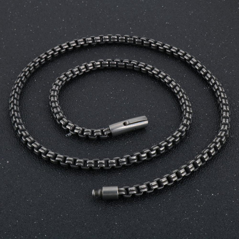 Männer S Rostfreier Stahl Schwarzer Vintage Lange Halskette