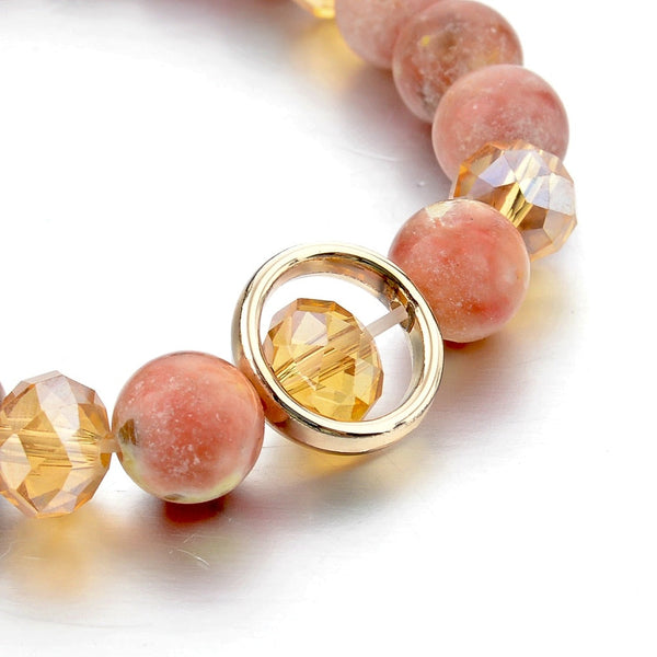 Natursteinperlen Sternperlen Charmarmband