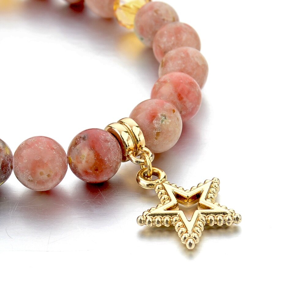 Natursteinperlen Sternperlen Charmarmband