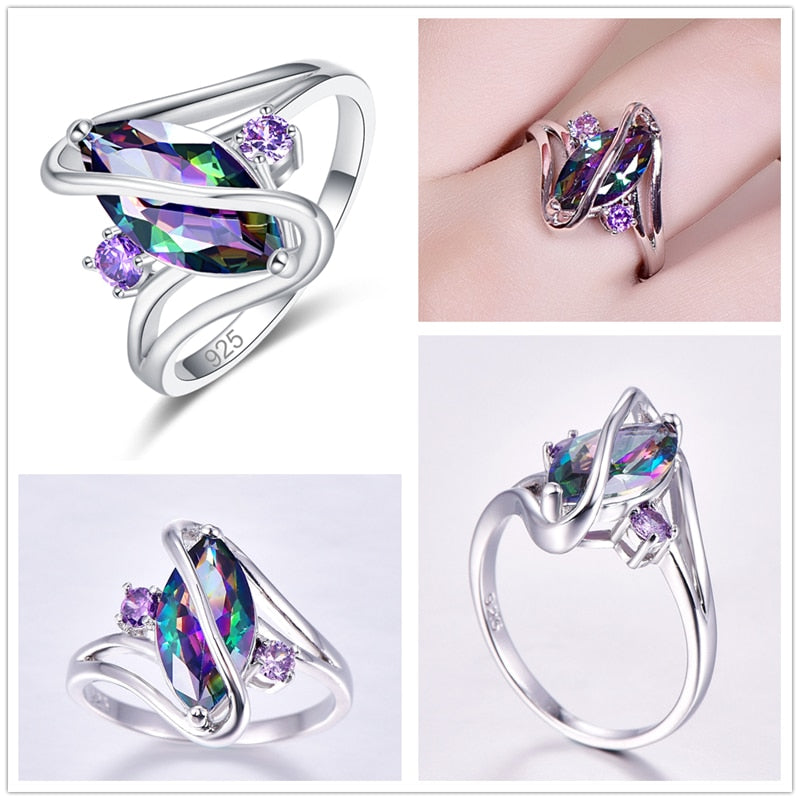 Marquise Cut Cubic Zirkonia 925 Sterling Silber Engagement Ring