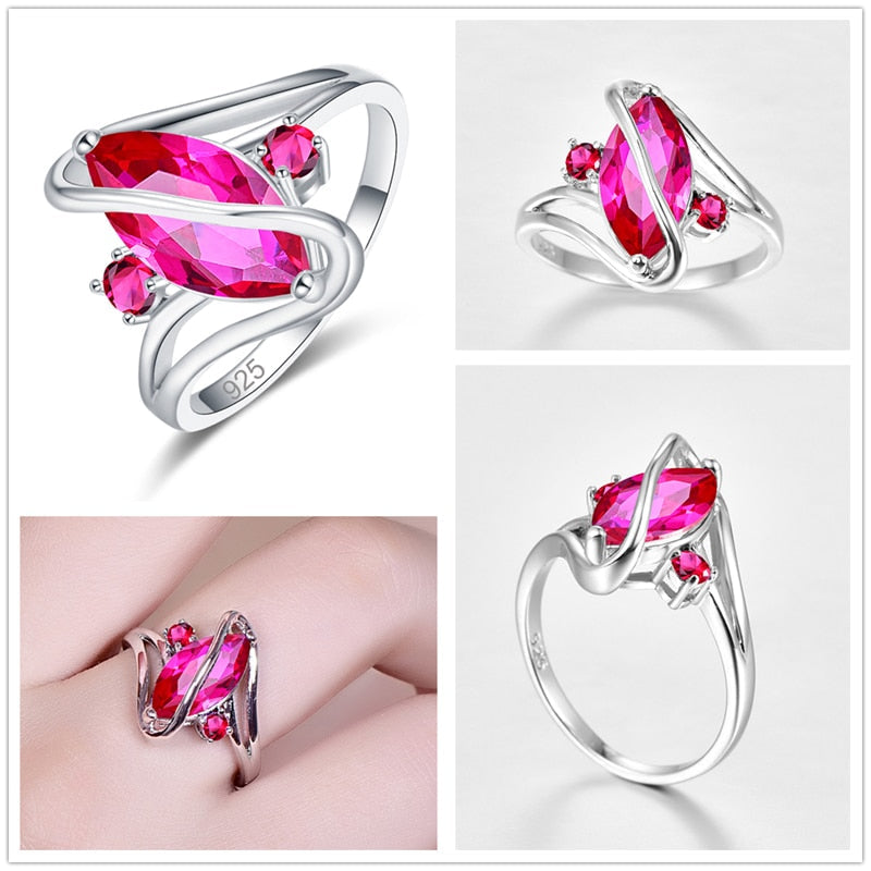 Marquise Cut Cubic Zirkonia 925 Sterling Silber Engagement Ring