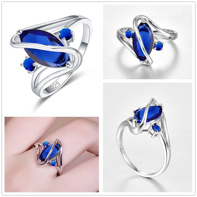 Marquise Cut Cubic Zirkonia 925 Sterling Silber Engagement Ring