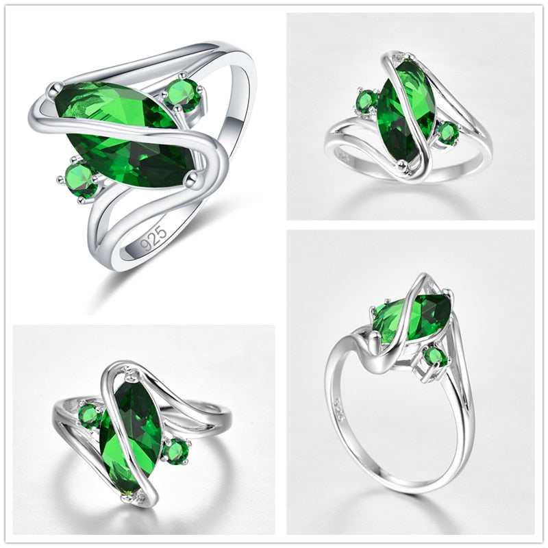 Marquise Cut Cubic Zirkonia 925 Sterling Silber Engagement Ring