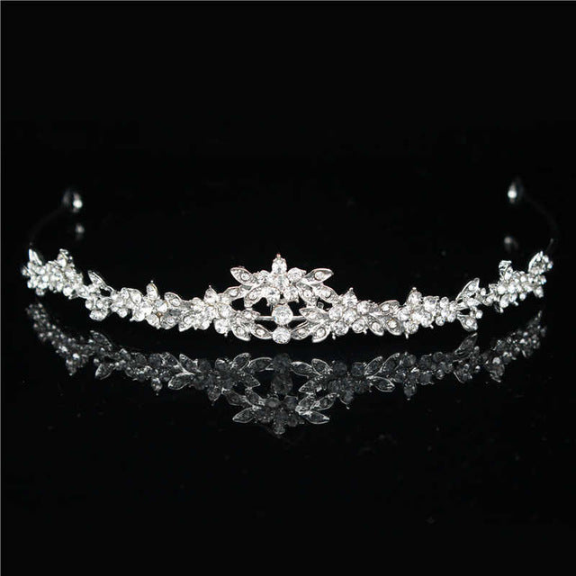 Blühende Silberkristall  Tiara  Krone Für Abschlussball Oder Hochzeit