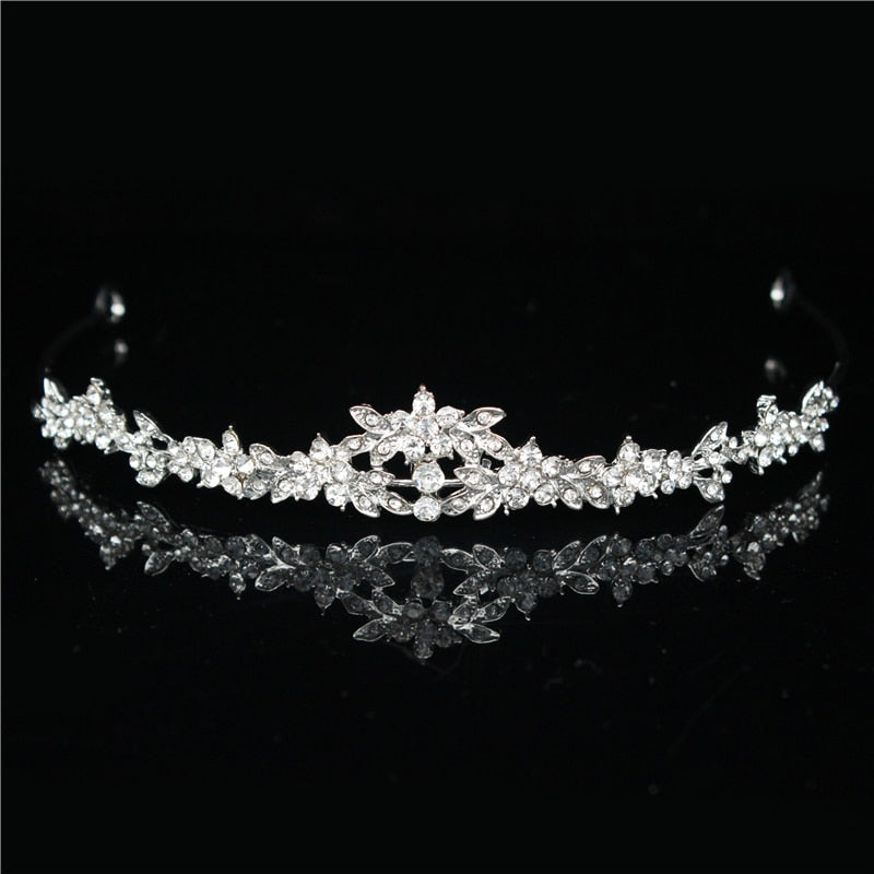Blühende Silberkristall  Tiara  Krone Für Abschlussball Oder Hochzeit