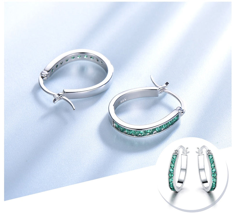 Emerald 925 Sterling Silber  Clip  Ohrringe