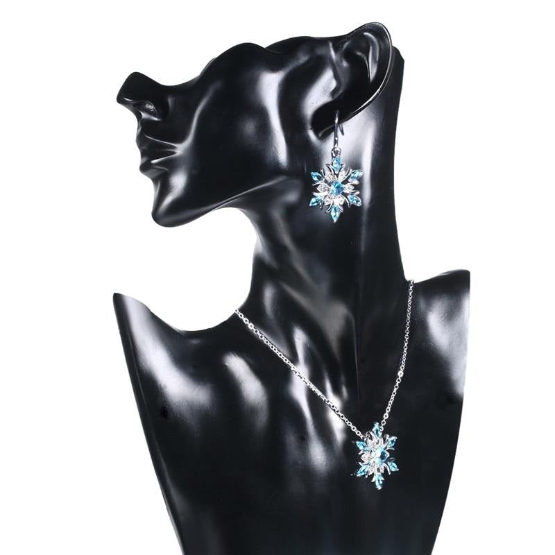 Kristall Schneeflake Halskette Ohrringe Mode Hochzeit Schmuckset Set