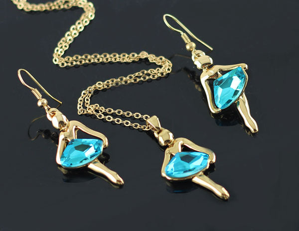 Österreichischer Kristalltanz Ballett Girl Halskette Ohrringe Schmuck Set