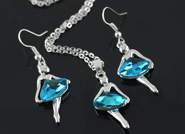 Österreichischer Kristalltanz Ballett Girl Halskette Ohrringe Schmuck Set