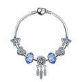 Silver Heart Star Dreamcatcher Crystal Charm Armband