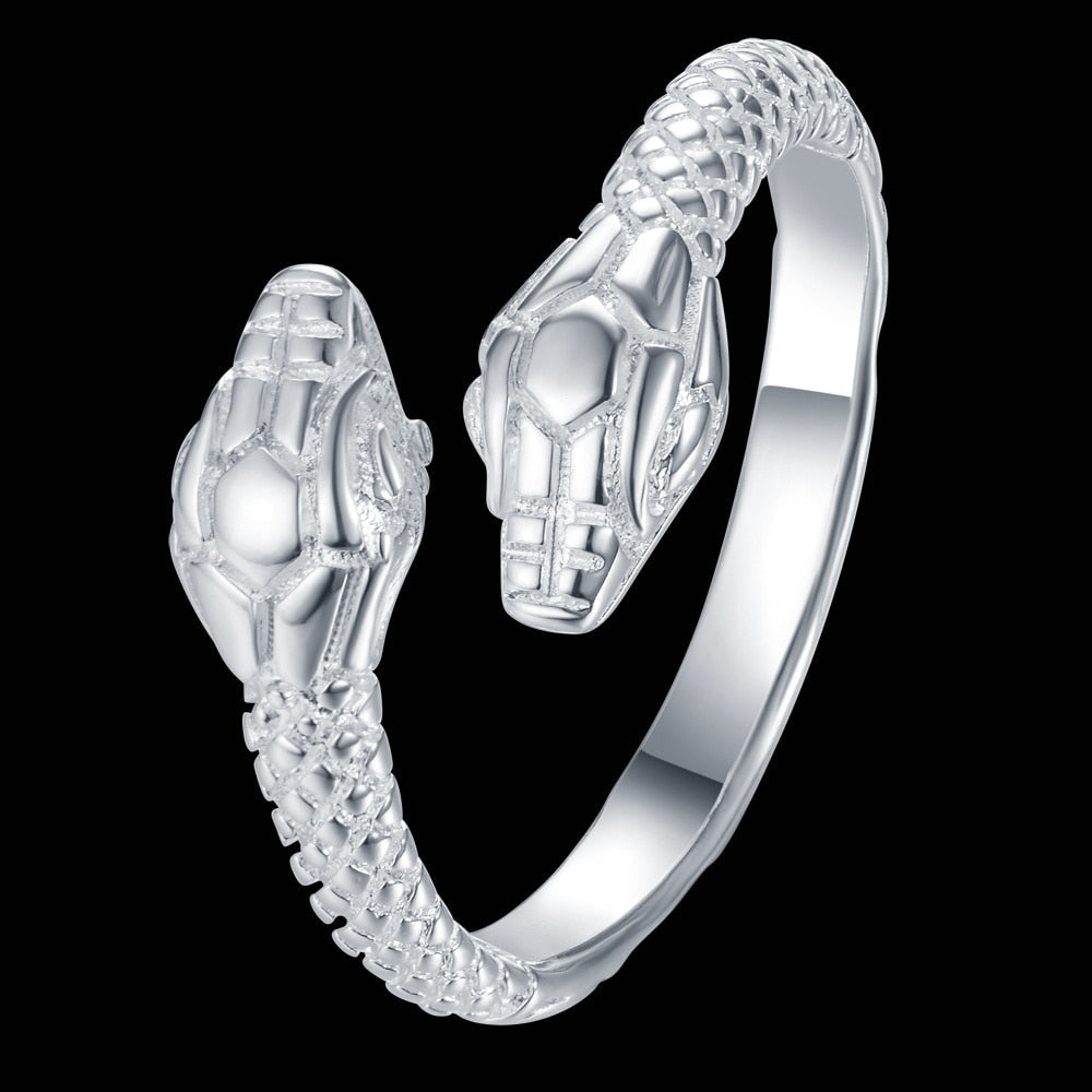 Verstellbare Schlange 925 Sterling Silber Ring