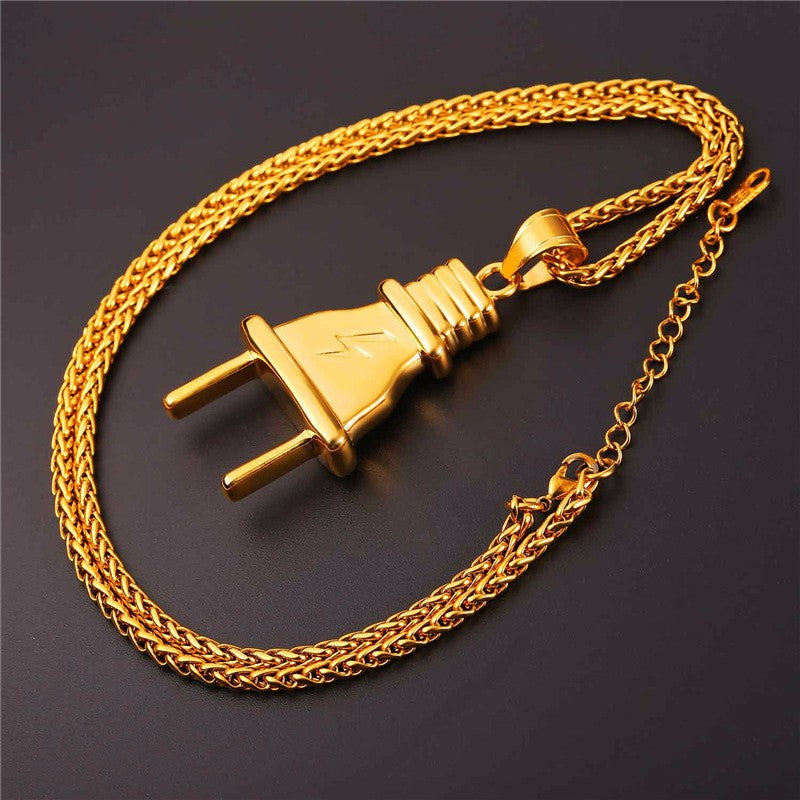 Electric Plug Design Hiphop Seilkette Anhänger Halskette