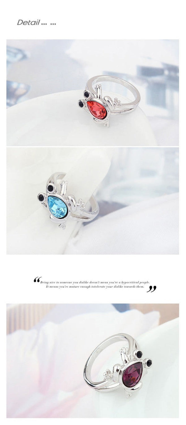 Silberring Österreichischer Kristallfrosch Frauen Schmuck