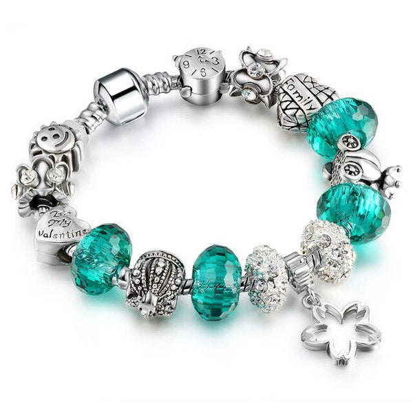 Uhr Kronkristallblume  Charmarmband