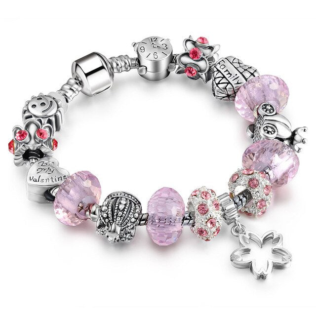 Uhr Kronkristallblume  Charmarmband