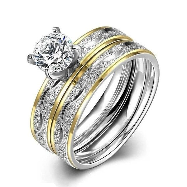 Gold Silbersplatter Ehering Set Mit Kubikzirkonia