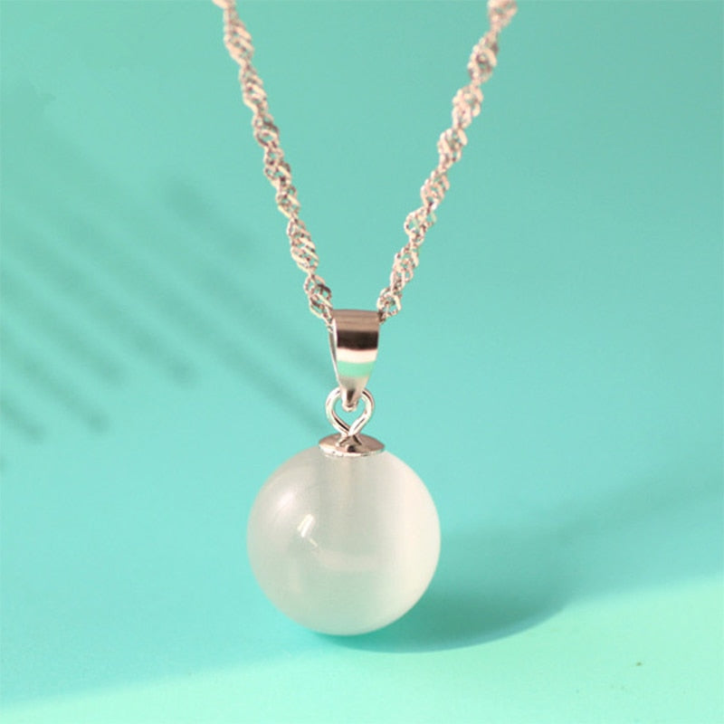 Katze Augenanhänger 925 Sterling Silber Korean Charme Halskette