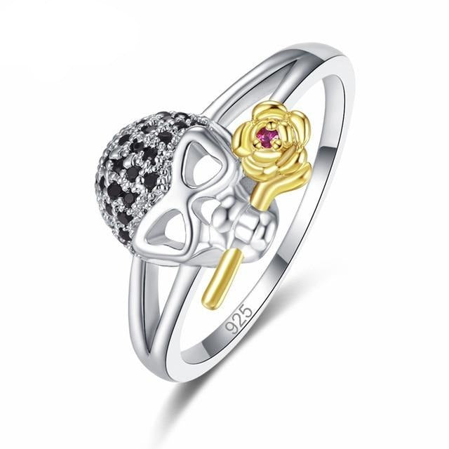 Schädel Kubische Zirkonia 925 Sterlingsilber  Verlobungsringe