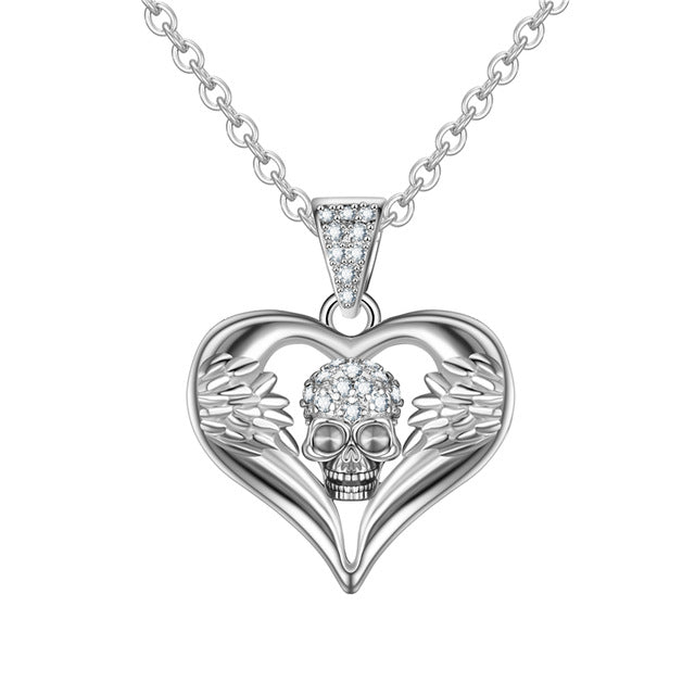 Angel Heart Cubic Zirkonia Schädel Mode Halskette