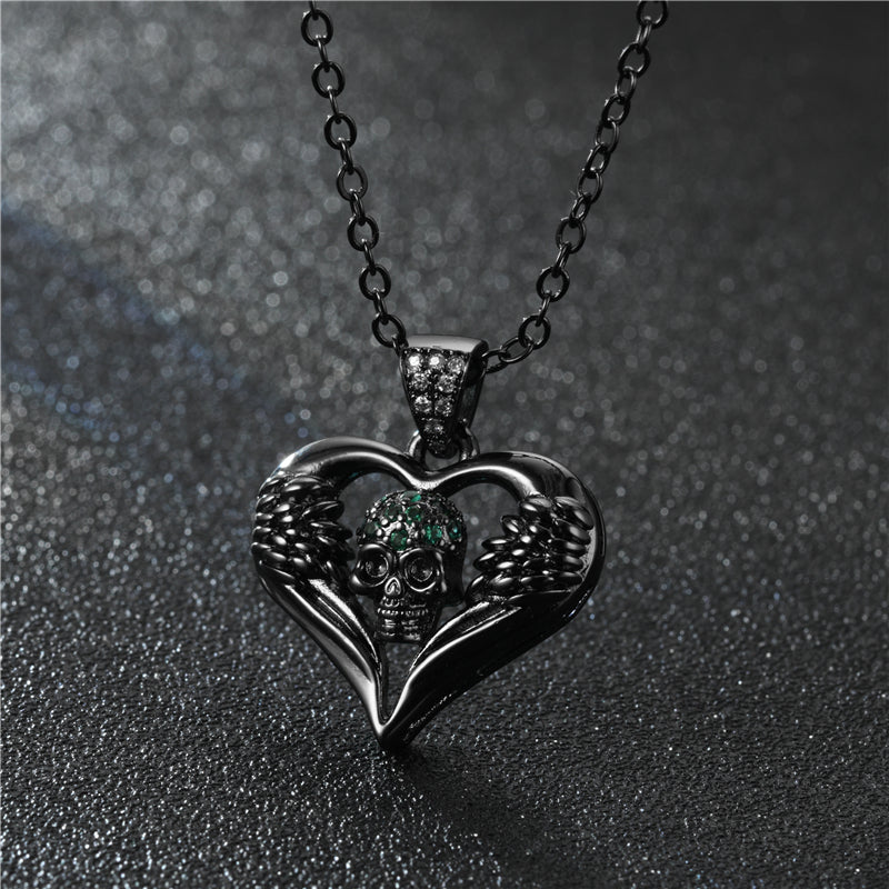 Angel Heart Cubic Zirkonia Schädel Mode Halskette
