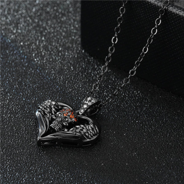 Angel Heart Cubic Zirkonia Schädel Mode Halskette