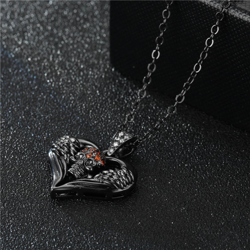 Angel Heart Cubic Zirkonia Schädel Mode Halskette