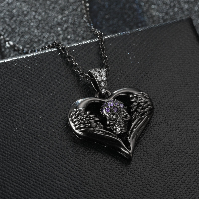Angel Heart Cubic Zirkonia Schädel Mode Halskette