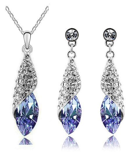 Österreichische Kristall Halskette Ohrringe Schmuckset