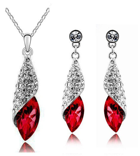 Österreichische Kristall Halskette Ohrringe Schmuckset