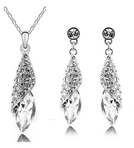 Österreichische Kristall Halskette Ohrringe Schmuckset