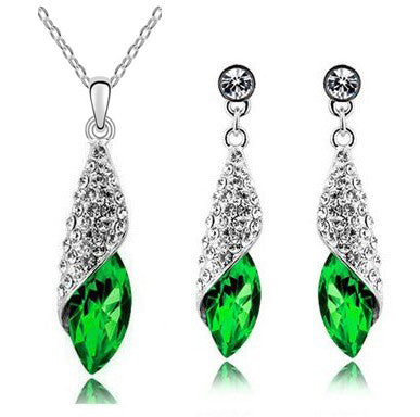 Österreichische Kristall Halskette Ohrringe Schmuckset