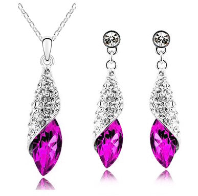 Österreichische Kristall Halskette Ohrringe Schmuckset