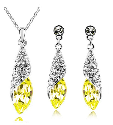 Österreichische Kristall Halskette Ohrringe Schmuckset