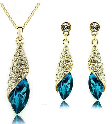Österreichische Kristall Halskette Ohrringe Schmuckset
