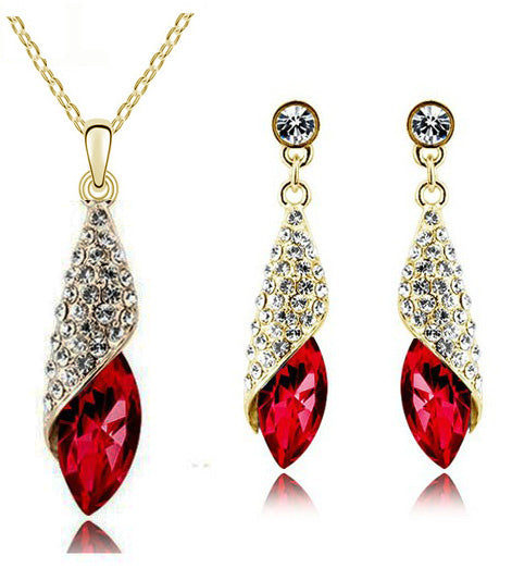 Österreichische Kristall Halskette Ohrringe Schmuckset