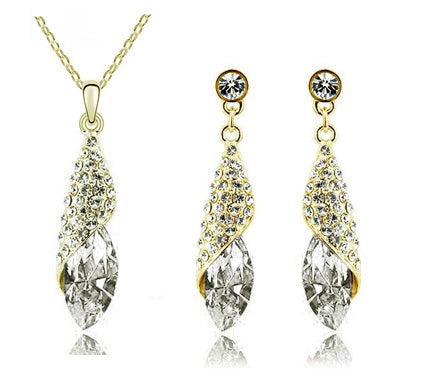 Österreichische Kristall Halskette Ohrringe Schmuckset