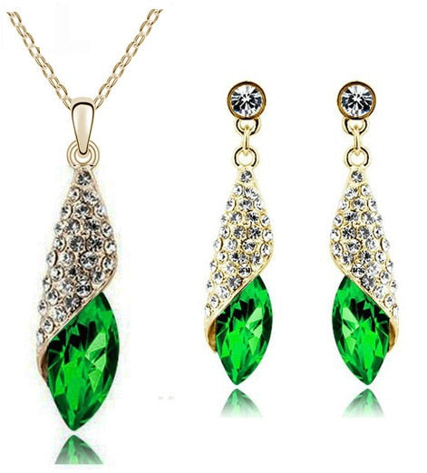 Österreichische Kristall Halskette Ohrringe Schmuckset