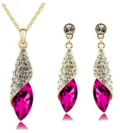 Österreichische Kristall Halskette Ohrringe Schmuckset