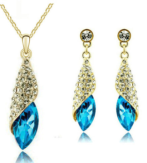 Österreichische Kristall Halskette Ohrringe Schmuckset