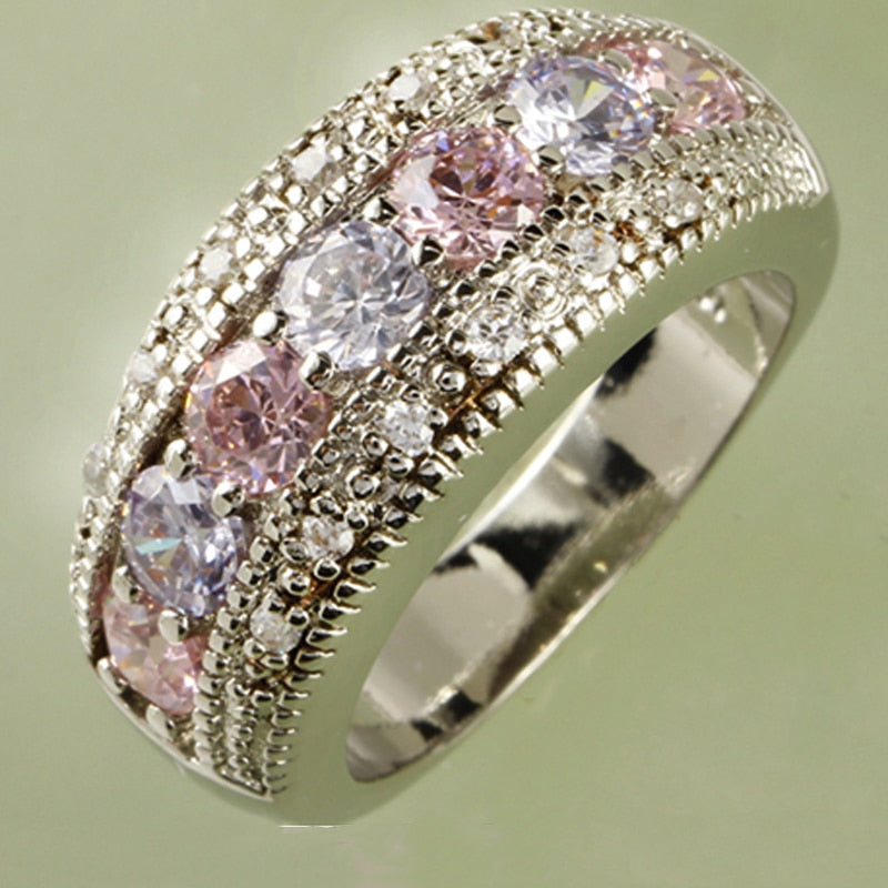 Runde Geschnittene Kubische Zirkonia  Cluster 925 Sterling Silber Engagement Ring