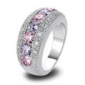 Runde Geschnittene Kubische Zirkonia  Cluster 925 Sterling Silber Engagement Ring